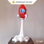 Papercraft di razzo in decollo in origami 3D