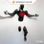 Papercraft man with outstretched arms in origami