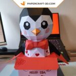 Papercraft boîte pingouin en origami