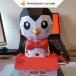 Papercraft caixa de pinguim em origami