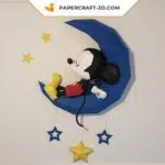 Mickey dormant sur la lune papercraft 3D
