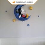 Papercraft of Mickey on the moon in 3D origami