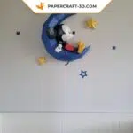 Mickey dormant sur la lune papercraft 3D, weergave 12