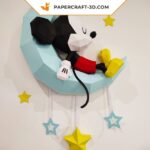 Papercraft of Mickey on the moon in 3D origami
