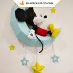 Mickey dormant sur la lune papercraft 3D, weergave 11