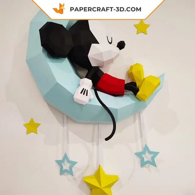 Mickey dormant sur la lune papercraft 3D, weergave 11