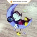 Mickey dormant sur la lune papercraft 3D, weergave 10