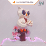 Papercraft chouette avec bébés en origami