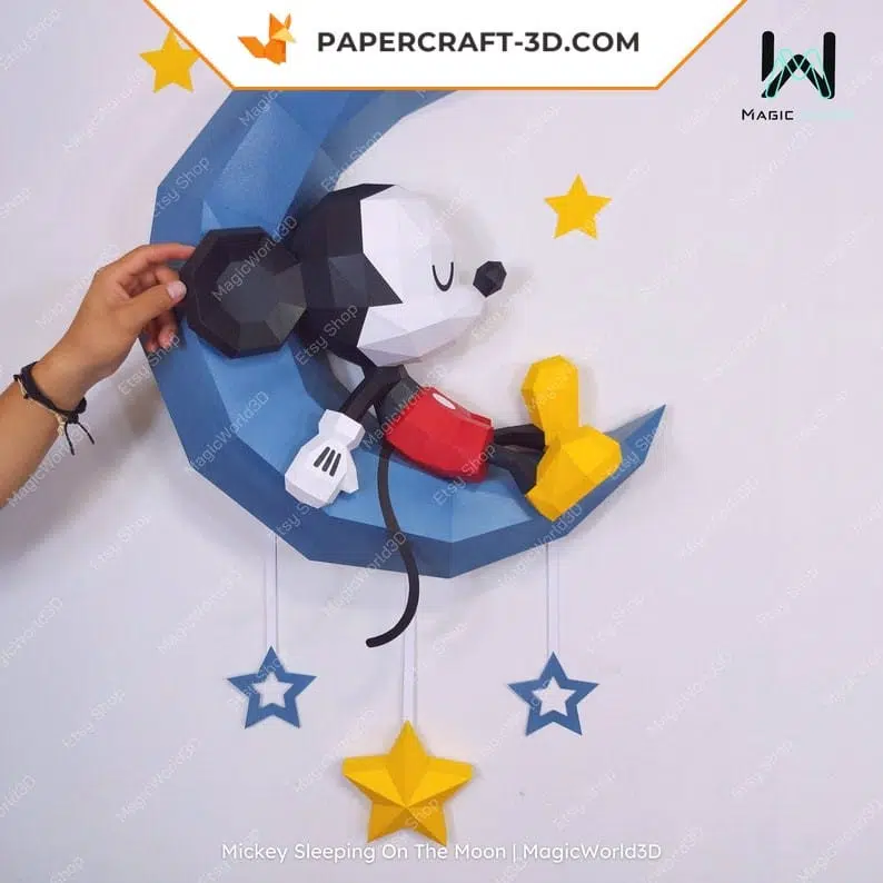 Mickey dormant sur la lune papercraft 3D, weergave 4