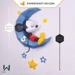Mickey dormant sur la lune papercraft 3D, weergave 3
