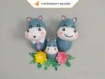 Papercraft famille hippopotame en origami