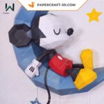 Papercraft of Mickey on the moon in 3D origami