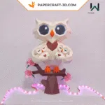 Chouette avec bébés papercraft 3D, weergave 2
