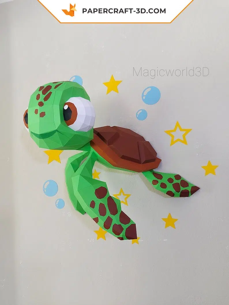 Papercraft of baby turtle in 3D origami