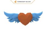 Papercraft winged heart in origami