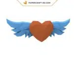 Coeur papercraft ailé 3D