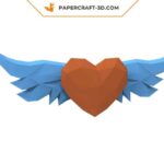 Papercraft winged heart in origami