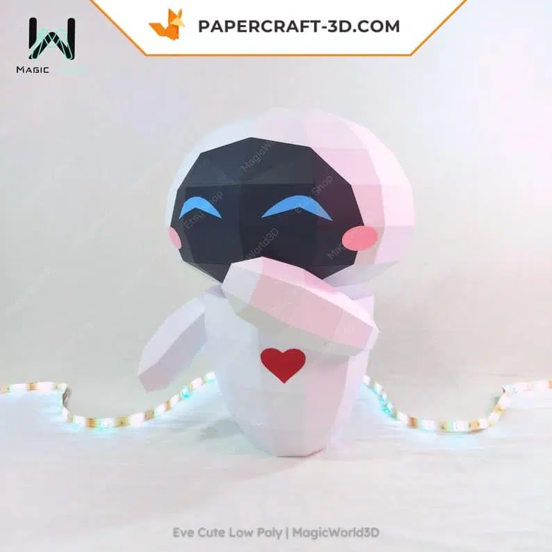 Papercraft do robô Eve em origami 3D