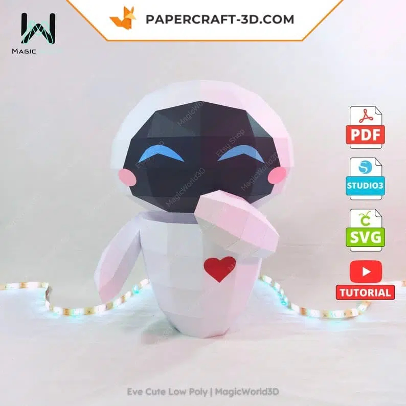 Eve papercraft 3D adorable, weergave 5