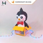 Papercraft boîte pingouin en origami