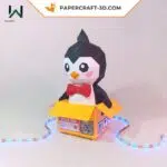 Papercraft caixa de pinguim em origami