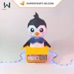 Papercraft caixa de pinguim em origami