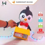 Papercraft caixa de pinguim em origami