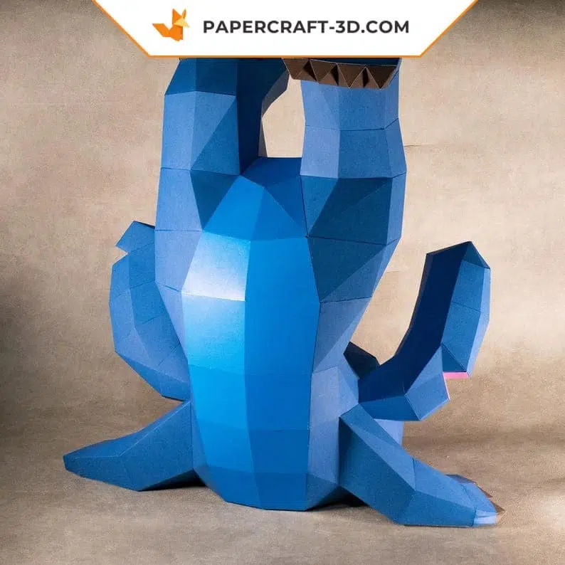 Papercraft Stitch acrobático 3D, vista lateral