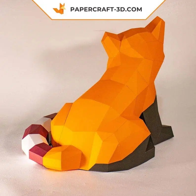 Panda roux assis papercraft 3D, weergave 9