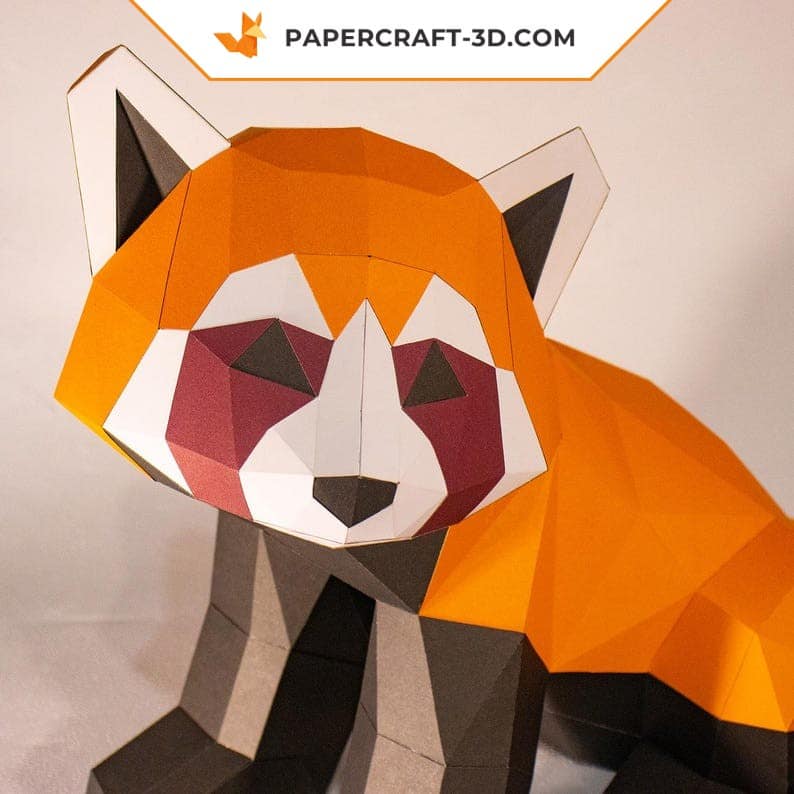 Papercraft red panda in 3D origami