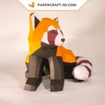Papercraft panda roux assis en origami