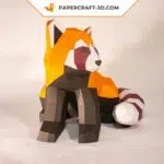 Panda roux assis papercraft 3D, weergave 5
