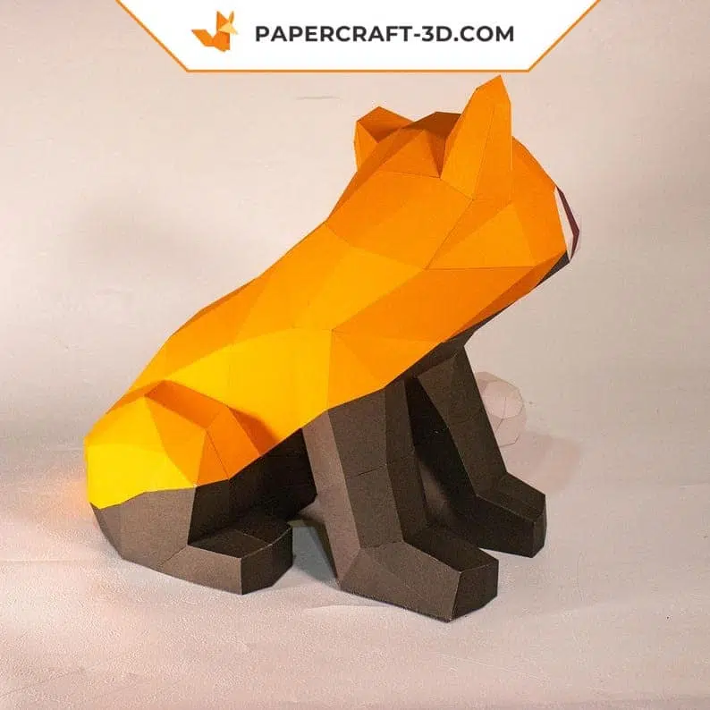 Panda roux assis papercraft 3D, weergave 6