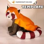Panda roux assis papercraft 3D, weergave 7