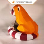 Papercraft panda roux assis en origami