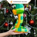 Papercraft of winding snake in 3D origami