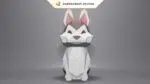 Bébé husky marron et blanc papercraft 3D, weergave 3