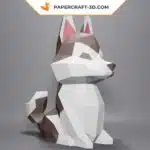Papercraft husky puppy in 3D origami