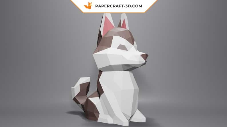 Papercraft husky puppy in 3D origami Papercraft husky puppy in 3D origami