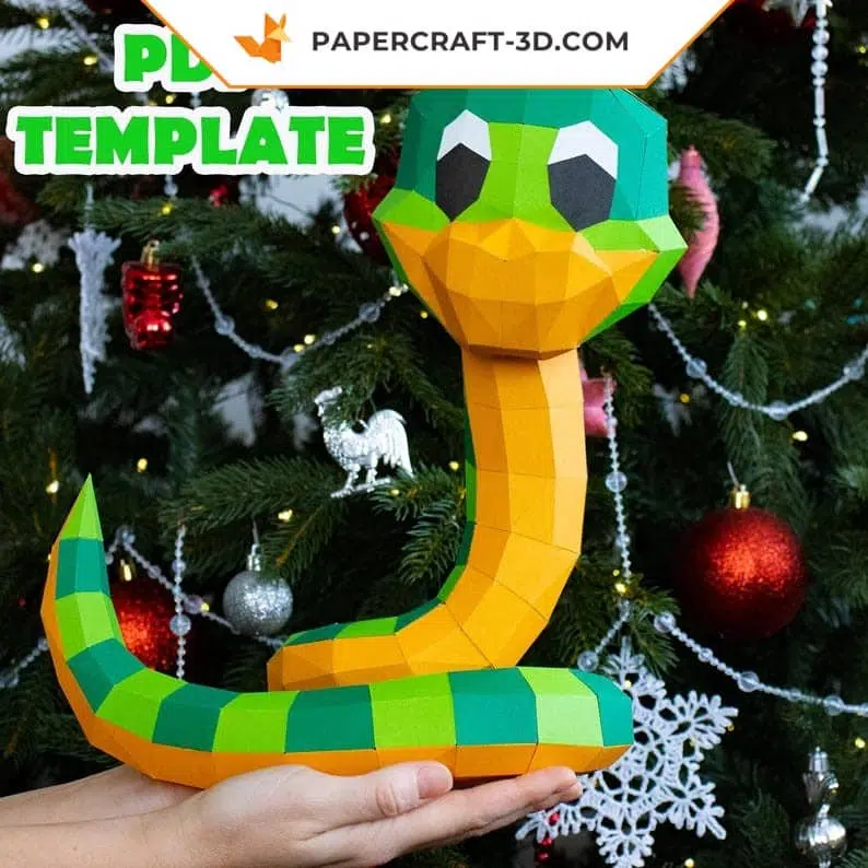 Geschwungene Schlange als 3D-Origami-Papercraft