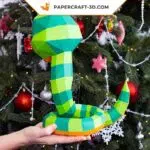 Papercraft serpent sinueux en origami 3D