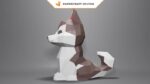 Papercraft husky puppy in 3D origami