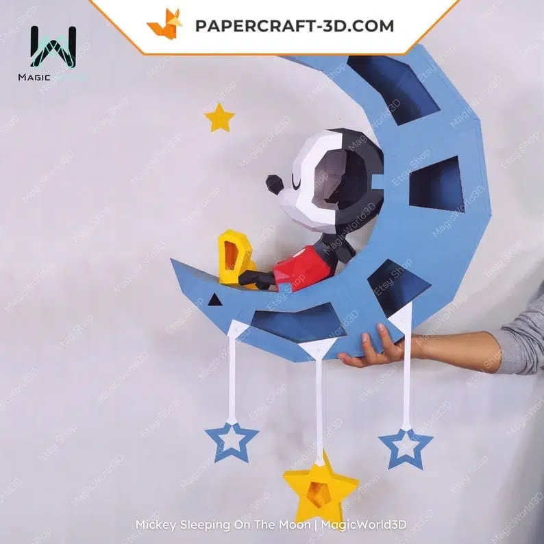 Mickey dormant sur la lune papercraft 3D, weergave 8