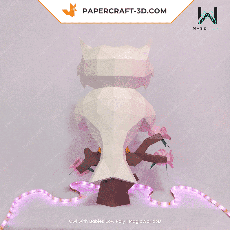 Papercraft owl with origami babies
