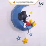 Mickey dormant sur la lune papercraft 3D, weergave 7