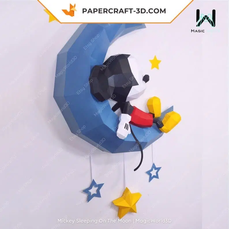 Mickey dormant sur la lune papercraft 3D, weergave 7
