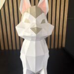 Papercraft chiot husky assis en origami 3D