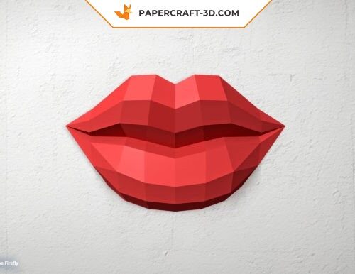 Papercraft lips in 3D origami