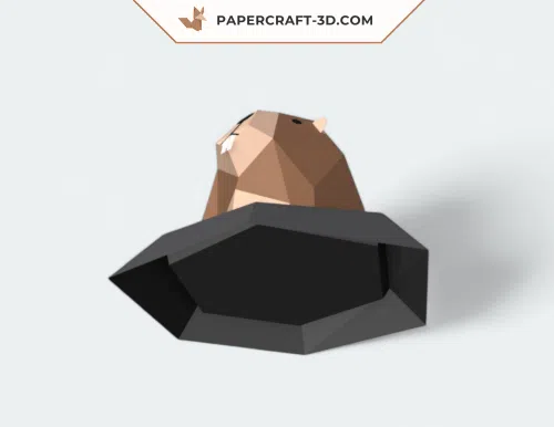 Papercraft of marmot in 3D origami