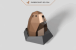 Papercraft gratuit de marmotte en origami 3D